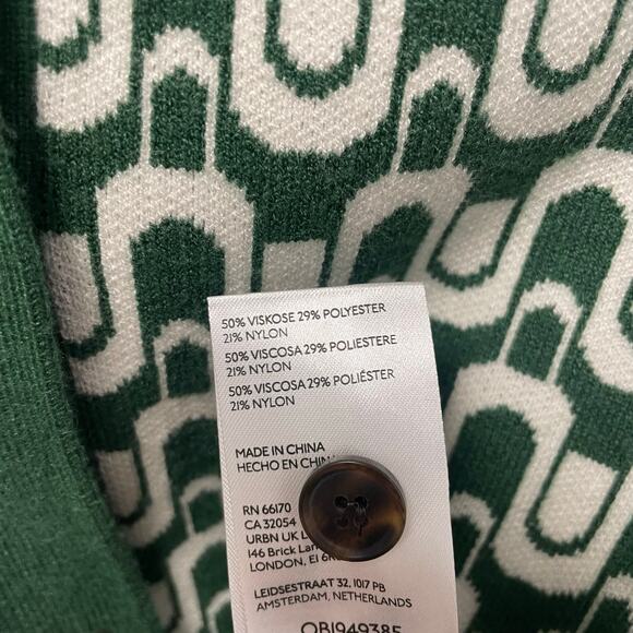 NWT Anthropologie Maeve Kinsley Collared Crop Cardigan Sweater Green Motif Small - Picture 7 of 7